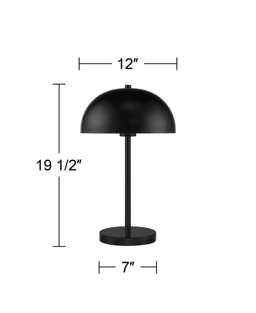 Rhys Modern Mid Century Mushroom Accent Table Lamps 19 1/2" High Set of 2 Black Metal Dome Shade Decor for Living Room Bedroom House Bedside Nightstan