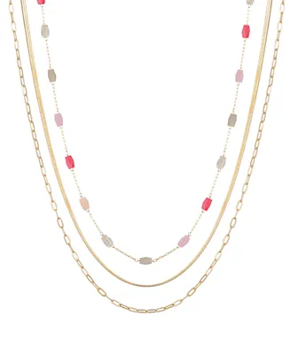 Unwritten Multi Color Crystal Herringbone Paperclip Layered Necklace