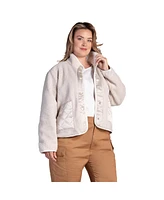 Women's Plus Embroidered Dog Patch Pocket Sherpa Jacket