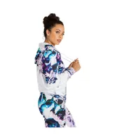 Women's Curvy Fit Active Zip-Up Floral Print Poly Tricot Hoodie