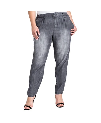 Women's Plus Tencel Denim Pleated Jogger Pants