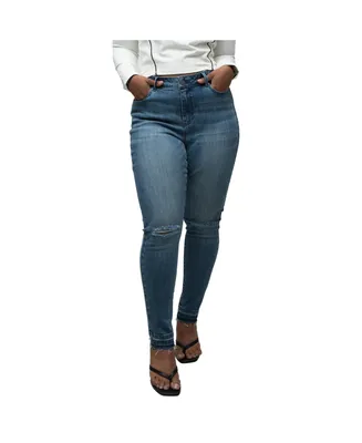 Women's Plus Curvy Fit High Rise Release Hem Cropped Ankle Jeans