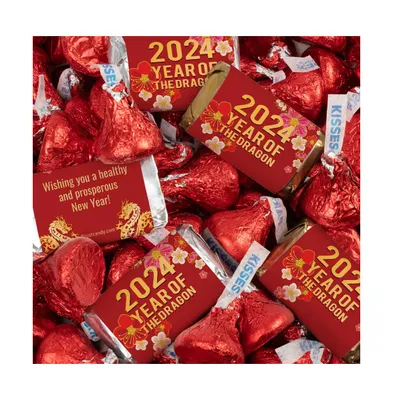 131 Pcs Chinese New Year Candy Party Favors Hershey's Miniatures and Red Kisses Chocolate by Just Candy (1.65 lbs)