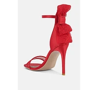 Delancy Bow Detail Lace Stiletto Sandals