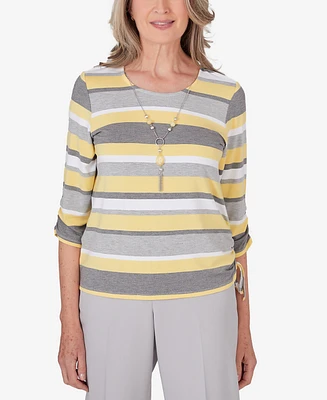 Alfred Dunner Women's Charleston Side Ruching Striped Top