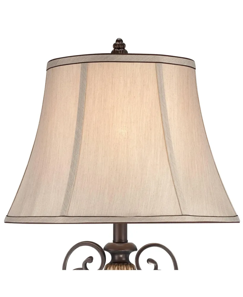 Belvedere Manor Traditional Table Lamp 30 1/2" Tall Oil Rubbed Bronze Scroll Arms Beige Linen Shade for Living Room Bedroom House Bedside Nightstand H