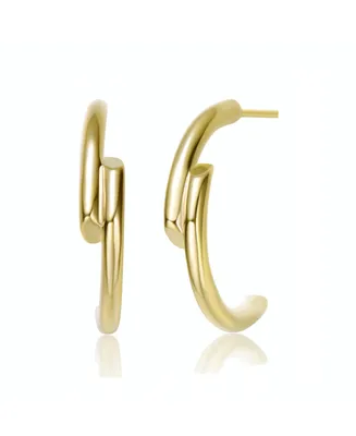 14K Gold Plated Open Half Hoop Earrings