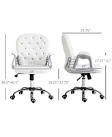 Vinsetto Button Tufted Home Office Chair with Adjustable Height Armrests