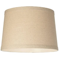 Burlap Medium Drum Lamp Shade 14" Top x 16" Bottom x 11" High (Spider) Replacement with Harp and Finial - Springcrest