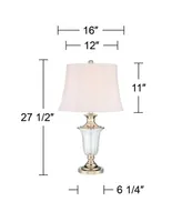 Courtney Traditional Style Table Lamp 27.5" Tall Polished Nickel Metal Clear Crystal Glass Bell Fabric Shade Decor for Living Room Bedroom House Bedsi