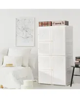 Foldable Armoire Wardrobe Closet with 8 Cubby Storage