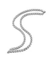 Sterling Silver with White Gold Plated Clear Marquise Cubic Zirconia Three-Row Necklace