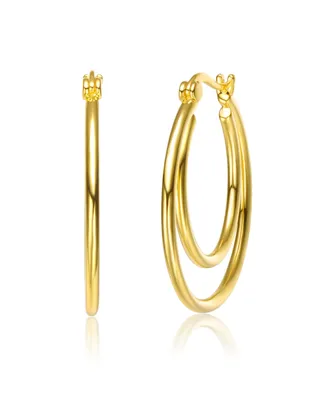 14K Gold Plated Double stack Hoop Earrings