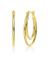 14K Gold Plated Double stack Hoop Earrings