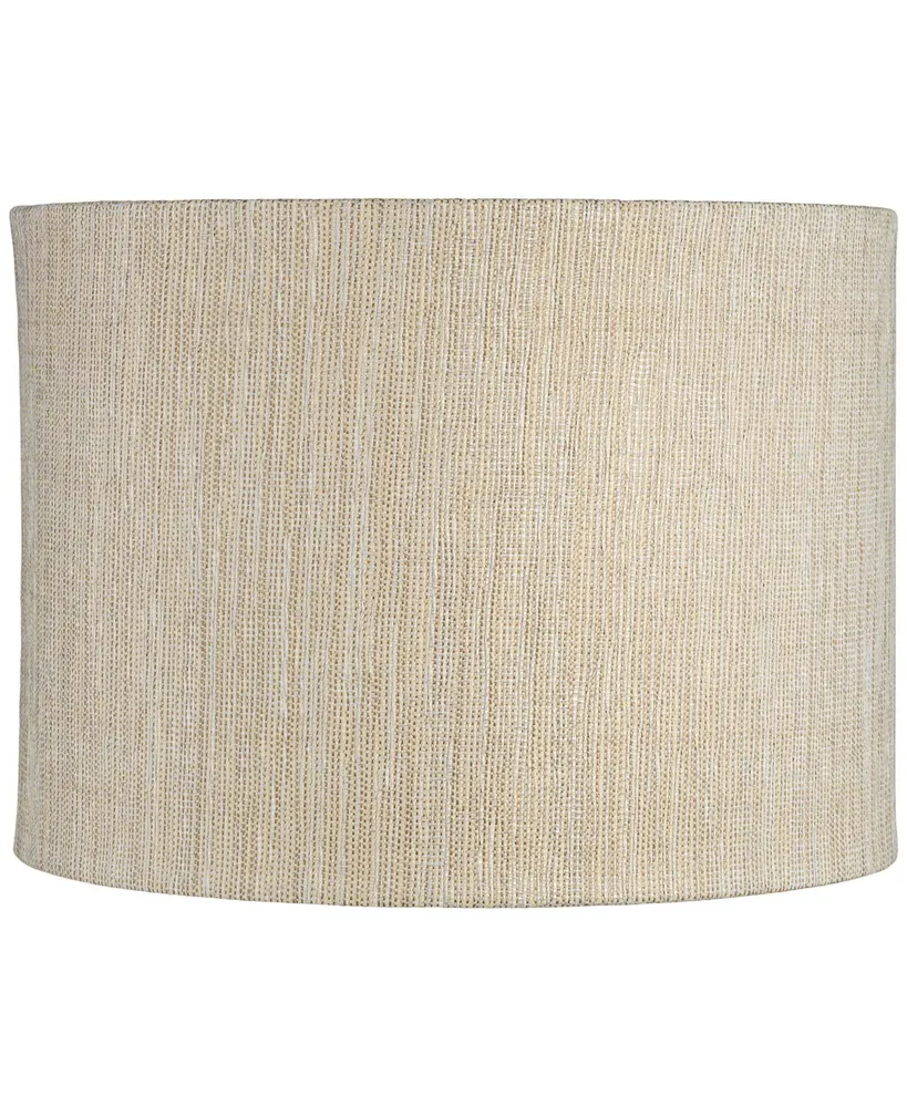 Gold and Silver Plastic Weave Medium Drum Lamp Shade 15" Top x 15" Bottom x 11" High (Spider) Replacement with Harp and Finial - Springcrest