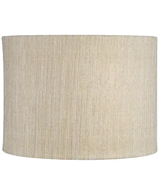 Gold and Silver Plastic Weave Medium Drum Lamp Shade 15" Top x 15" Bottom x 11" High (Spider) Replacement with Harp and Finial - Springcrest
