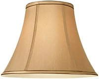 Tan and Brown Medium Bell Lamp Shade 7" Top x 14" Bottom x 11" High (Spider) Replacement with Harp and Finial - Springcrest