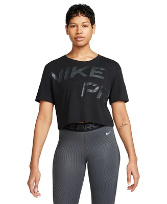 Nike Women's Pro Dri-fit Graphic Short-Sleeve Cropped Top