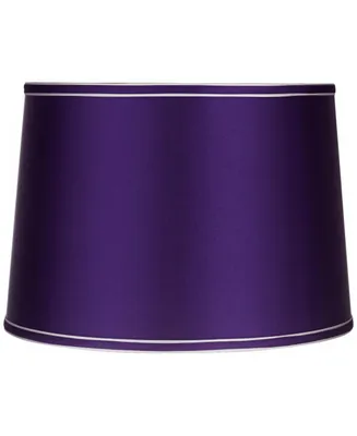Sydnee Satin Dark Purple Gray Trim Lamp Shade 14" Top x 16" Bottom x 11" High (Spider) Replacement with Harp and Finial - Spring crest