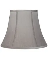 Pewter Gray Medium Bell Lamp Shade 8" Top x 14" Bottom x 11" Slant x 10.5" High (Spider) Replacement with Harp and Finial - Spring crest