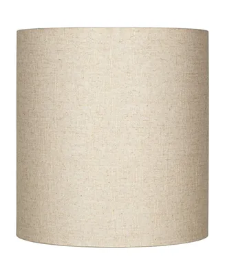 Springcrest 14" Top x 14" Bottom x 15" High x Lamp Shade Replacement Medium Tall Oatmeal Beige Drum Round Rustic Farmhouse Western Linen Fabric Spider