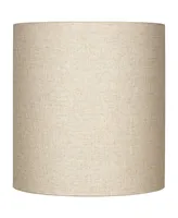Springcrest 14" Top x 14" Bottom x 15" High x Lamp Shade Replacement Medium Tall Oatmeal Beige Drum Round Rustic Farmhouse Western Linen Fabric Spider