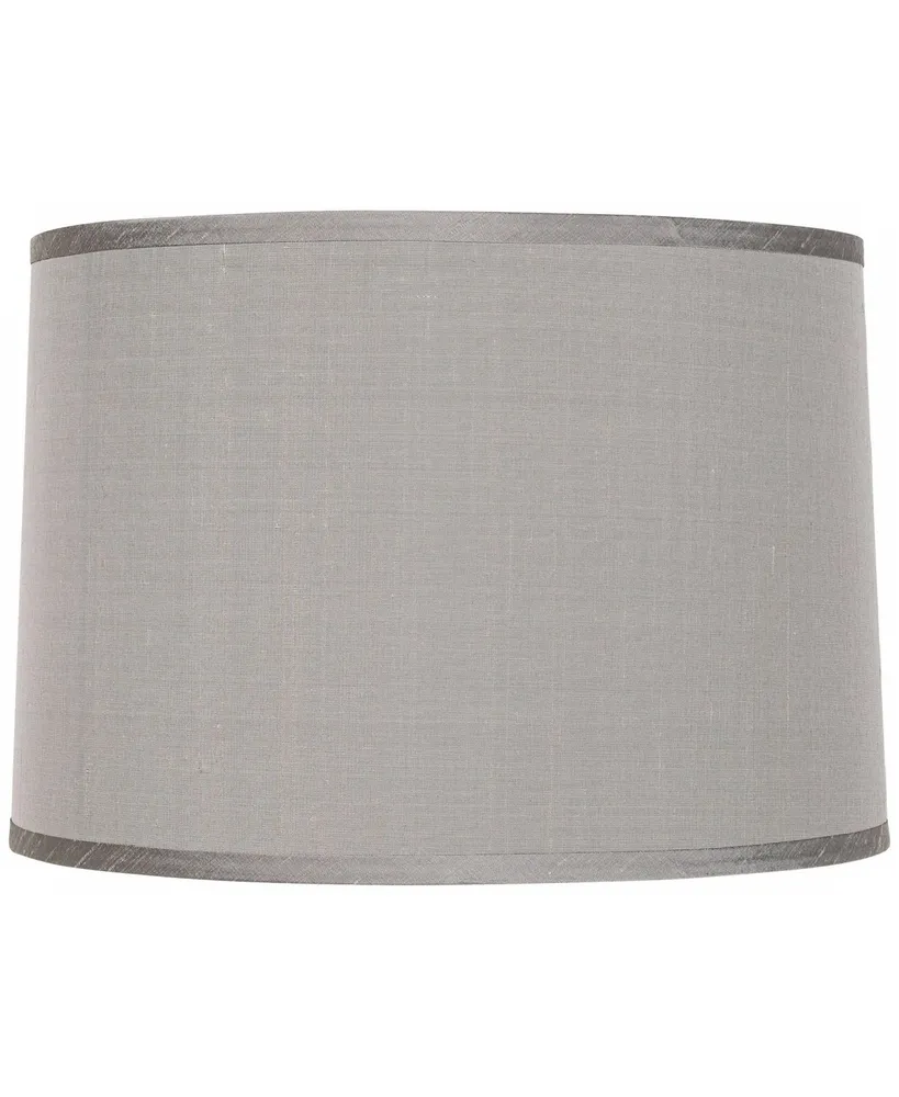 Platinum Gray Dupioni Medium Lamp Shade 15" Top x 16" Bottom x 11" High (Spider) Replacement with Harp and Finial - Spring crest