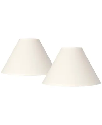 Set of 2 Empire Lamp Shades White Linen Chimney Large 6" Top x 17" Bottom x 10" High Spider with Replacement Harp and Finial Fitting - Spring crest