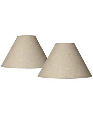 Set of 2 Empire Lamp Shades Fine Burlap Beige Large 6" Top x 17" Bottom x 11.5" High Spider with Replacement Harp and Finial Fitting - Springcrest