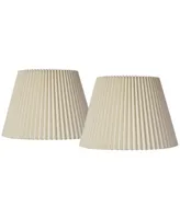 Set of 2 Drum Lamp Shades Ivory Knife Pleat Medium 8" Top x 14.5" Bottom x 10" High Spider with Replacement Harp and Finial Fitting - Spring crest