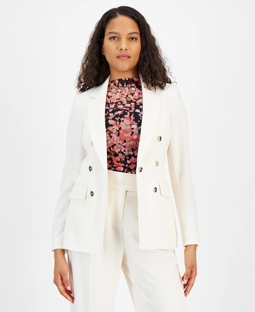 Bar Iii Women's Textured Crepe One-Button Blazer