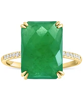 Effy Dyed Jade & Diamond (1/20 ct. t.w.) Statement Ring in 14k Gold