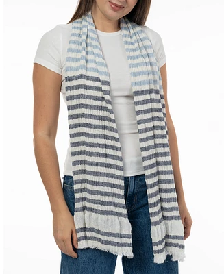 Style & Co Women's Striped Fringe-Trim Scarf, Created for Macy's