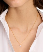 Kate Spade New York Little Luxuries Gold-Tone Pave & Crystal Square Pendant Necklace, 16" + 3" extender
