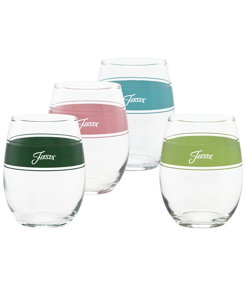 Fiesta Tropical Frame 15 Ounce Stemless Wine Glass, Set of 4