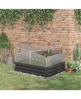 Outsunny 49.6 in x 42.1 in x 26.6 in Galvanized Raised Garden Bed, Gray