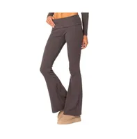 Women's Coffee Break ribbed flared leggings - Dark