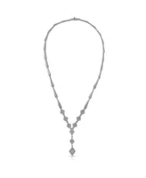 Sterling Silver White Gold Plated Cubic Zirconia Micro Pave Shape Necklace