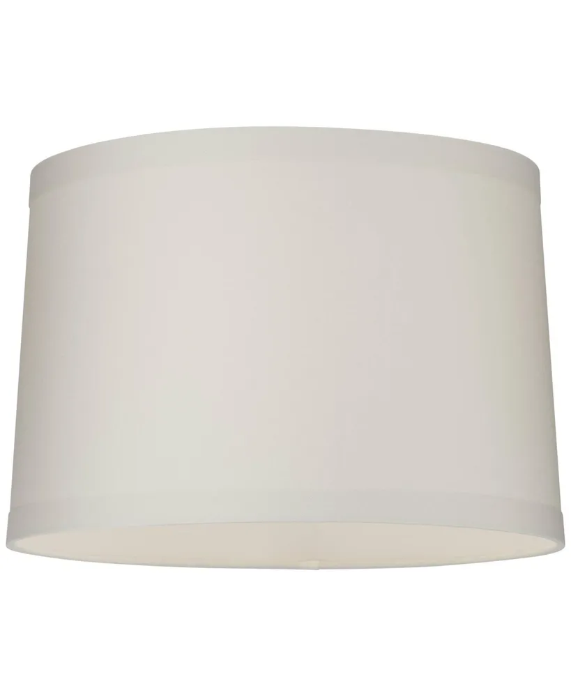 Springcrest Off-White Linen Medium Drum Lamp Shade 15" Top x 16" Bottom x 11" High (Spider) Replacement with Harp and Finial