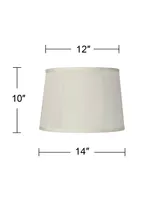 Set of 2 Softback Tapered Drum Lamp Shades Off-White Medium 12" Top x 14" Bottom x 10" Slant Spider with Replacement Harp and Finial Fitting