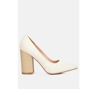 Elsie Canvas Block Heel Pumps