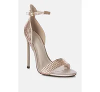 Magnate Womens Rhinestone Embellished Stiletto Sandals