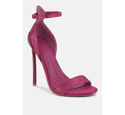 Rag & Co Magnate Fuchsia Rhinestone Embellished Stiletto Sandals