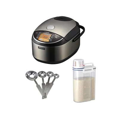 Zojirushi Pressure Induction Heating 10-Cup Rice Cooker/Warmer with Spoon Bundle - Assorted Pre