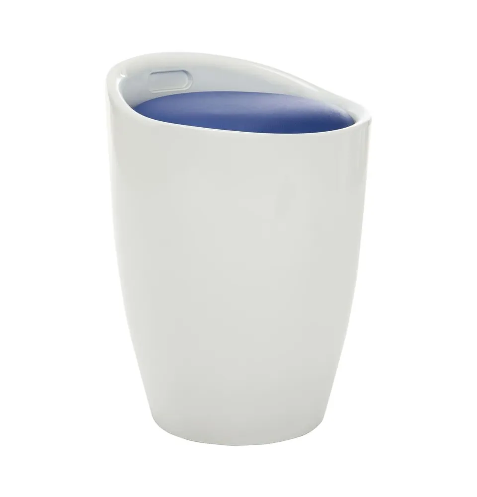 Storage Stool White and Blue Faux Leather