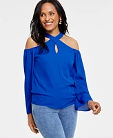 I.n.c. International Concepts Women's Long-Sleeve Halter-Neck Blouse, Created for Macy's