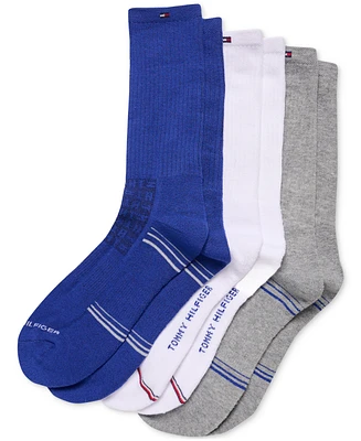 Tommy Hilfiger Men's Cushioned Crew Length Socks, Assorted Patterns, Pack of 3