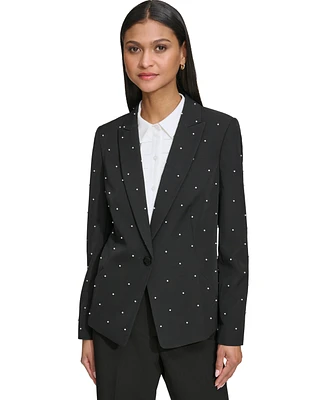 Karl Lagerfeld Women's Bead-Embellished Single-Button Blazer