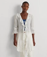 Lauren Ralph Women's Embroidered Eyelet Shirt Jacket