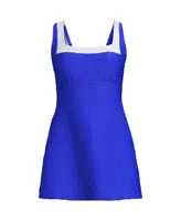 Lands' End Women's Texture Square Neck Swim Dress